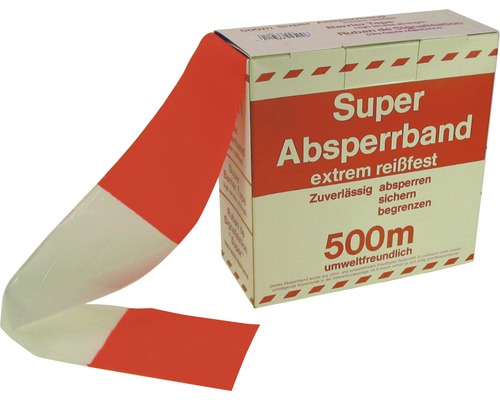 Afzetlint, waarschuwingslint, rood/wit, 500 m, 80 mm