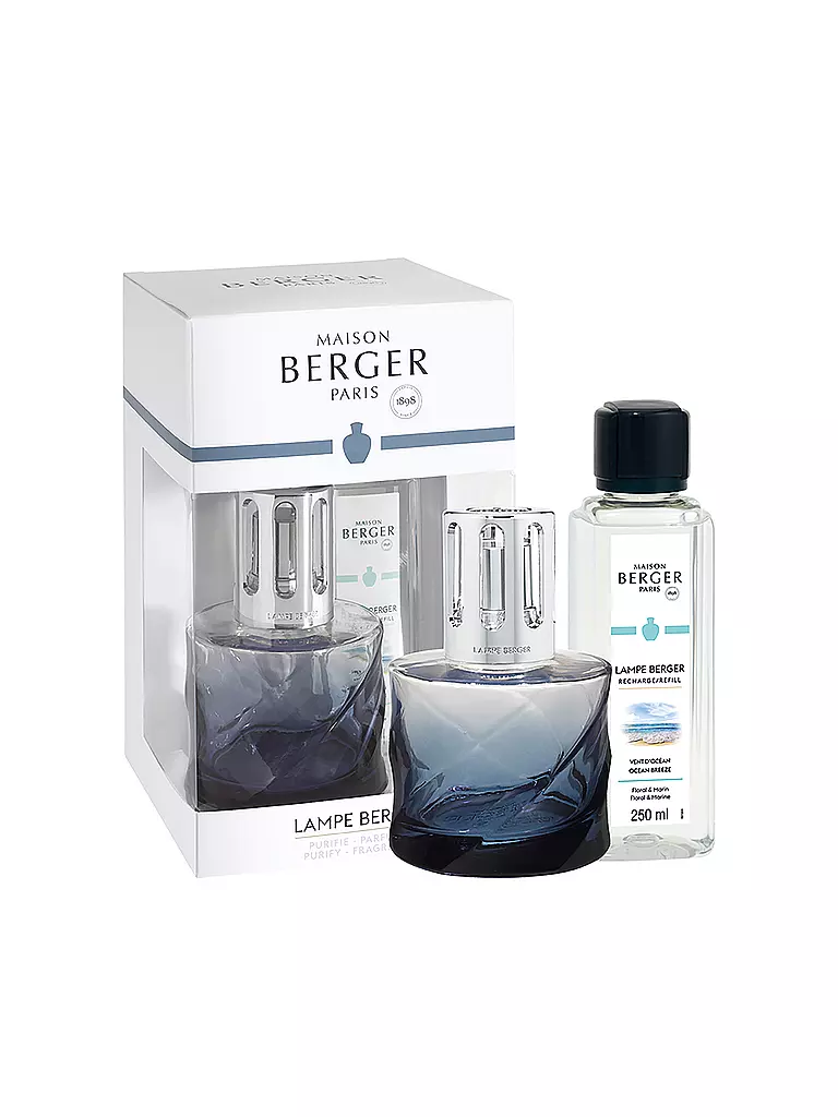 MAISON BERGER PARIS Lampe Berger Set FLACON SPIRALE BLEUE +250ml Vent D' Ocean hellblau