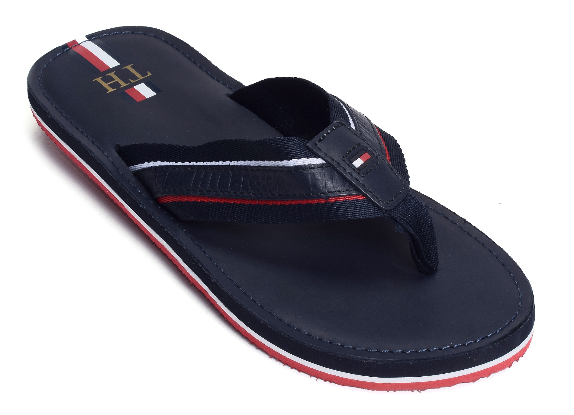 Elevated leather beach sandal 3384 marine