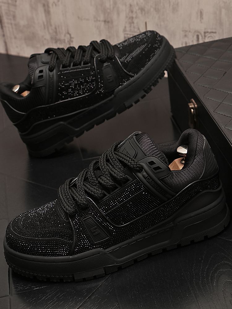 Mr Ozera - Sneakers met vetersluiting en strass