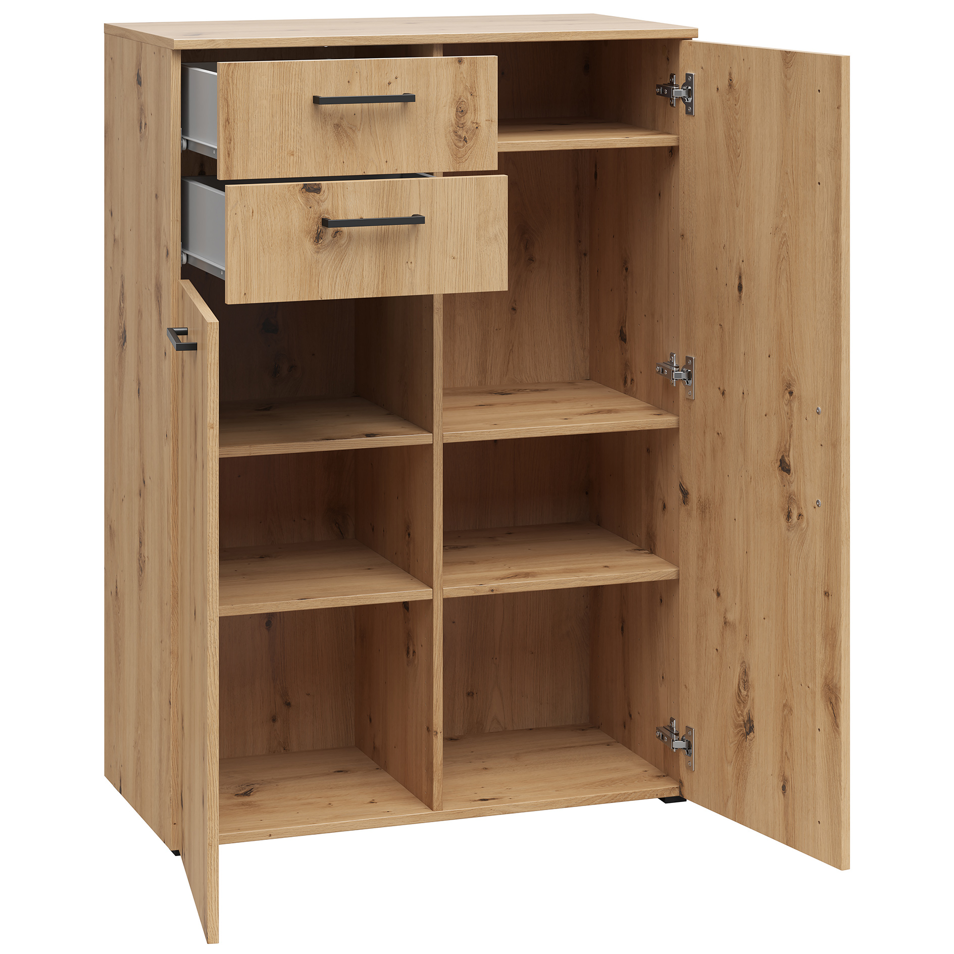 Kommode - Artisan Eiche - 2 Türen - 2 Schubkästen - 80 cm