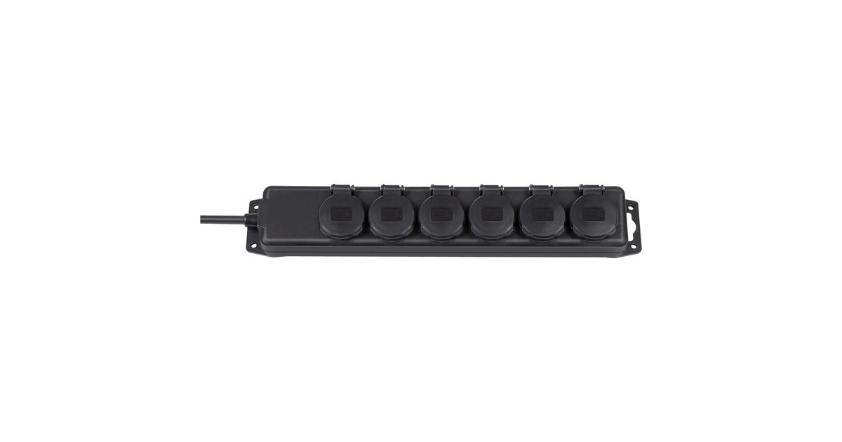 BrennenstuhlStopcontactverdeler IP44 6-voudig, 2m stekkerdoos  (Zwart)
