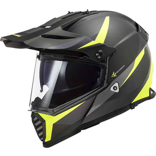 LS2 - Casque MX436 Pioneer Evo Router Noir Mat / Jaune fluo
