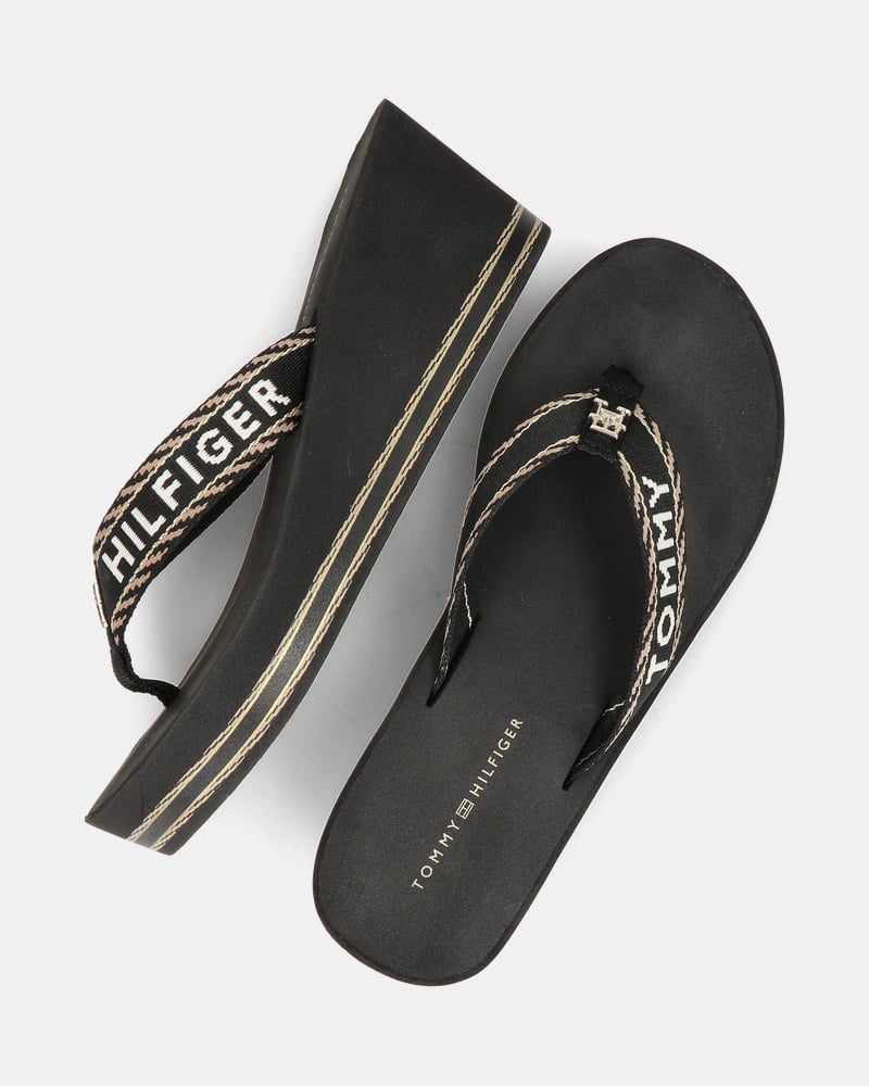 Tommy Hilfiger Sport Webbing Wedge Sleehak  - zwart