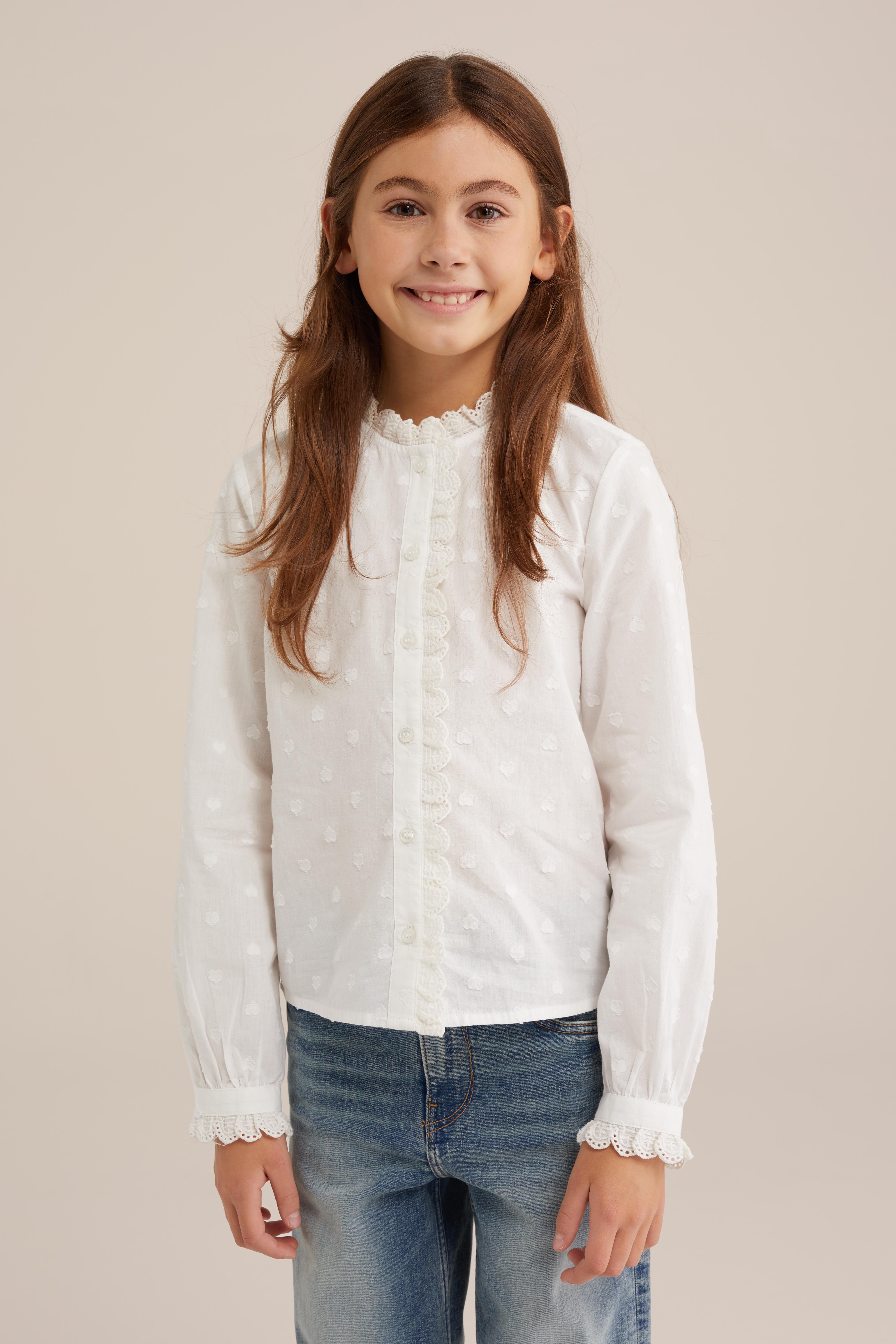 Meisjes blouse met structuur WE Fashion Wit