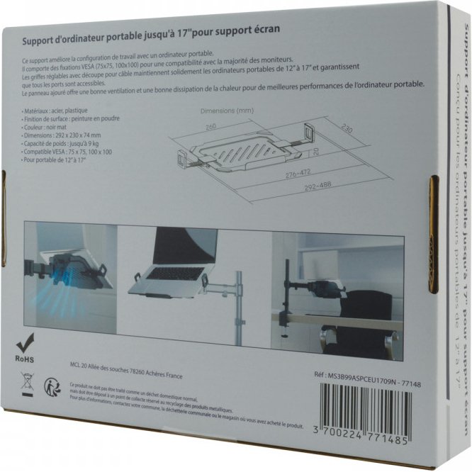 MCL MS3B99ASPCEU1709N Support de livres Supports de Laptop Noir 43,2 cm (17