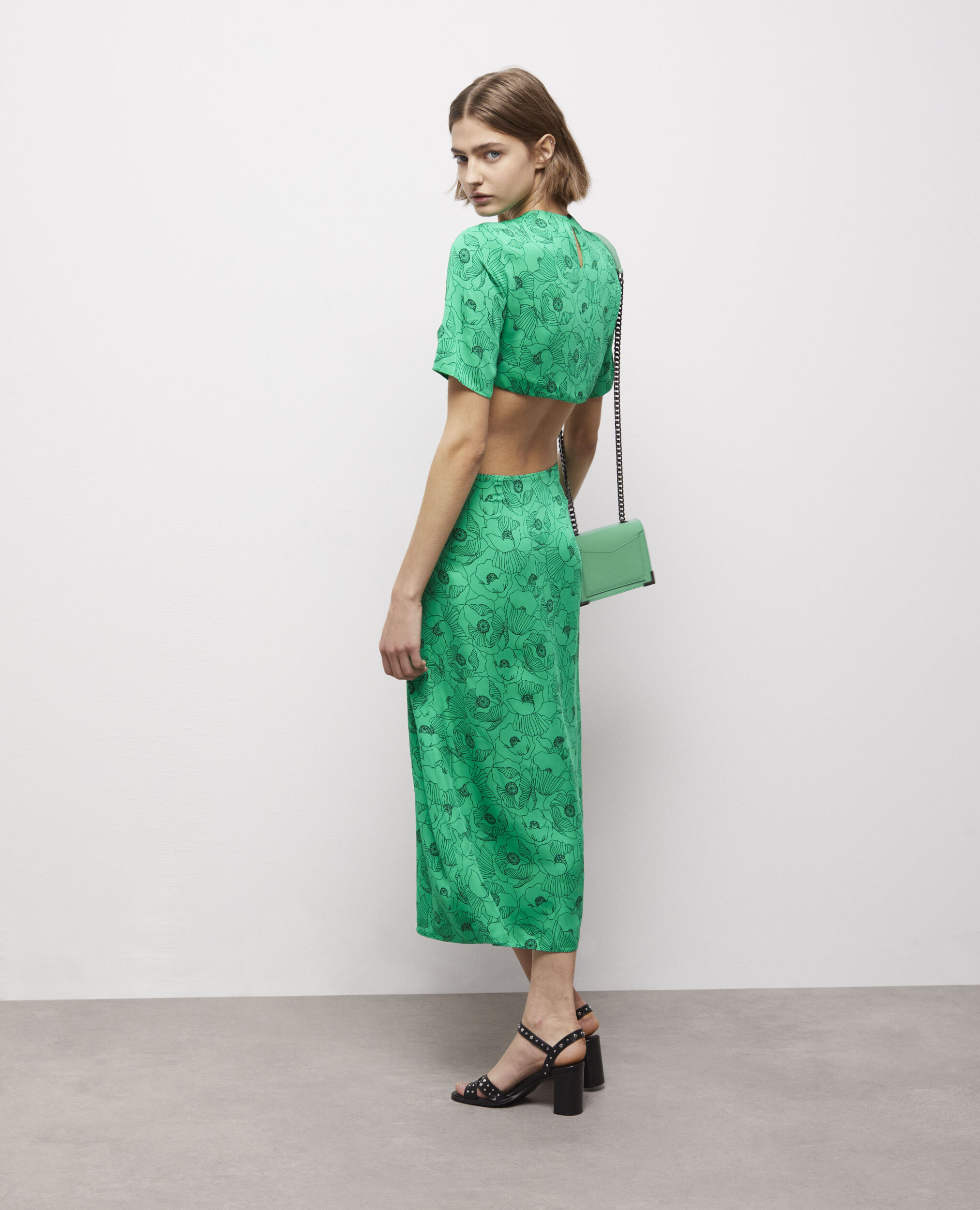 Robe longue imprimée avec ouvertures