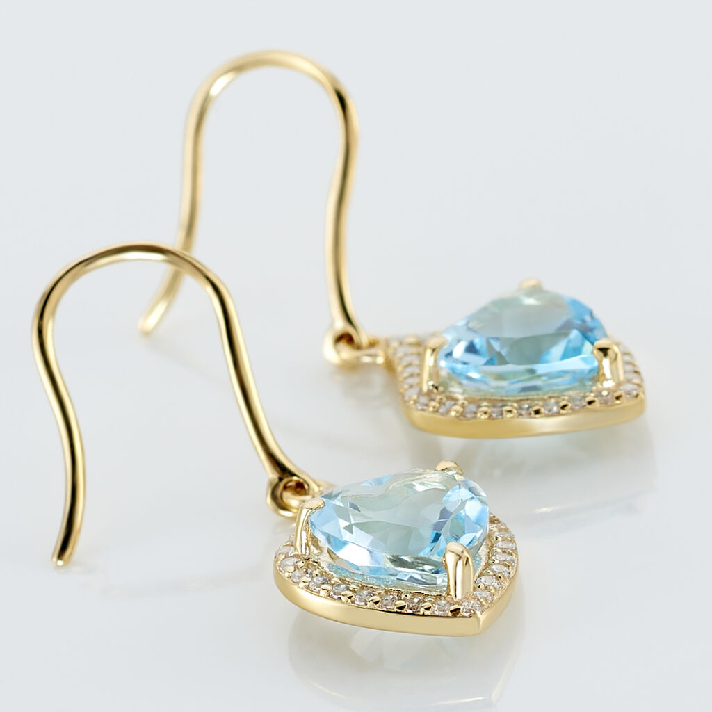 Boucles D'oreilles Pendantes Rosaline Or Jaune Topaze Et Oxyde