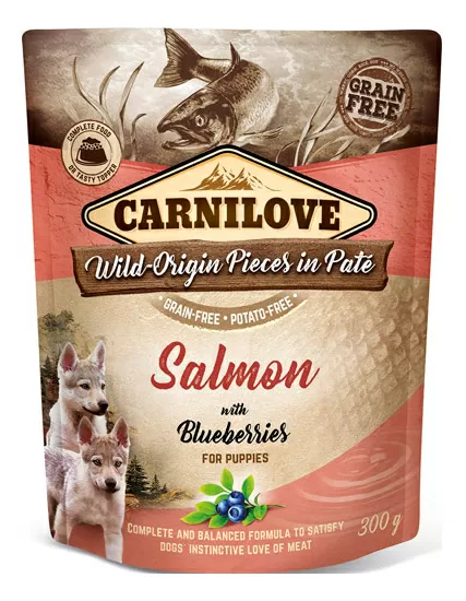 Carnilove Pouch Pate til hvalp m. laks & blåbær - 300g.