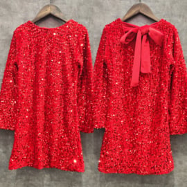 Red paillet & bow dress