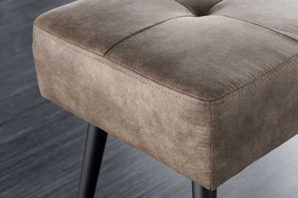 Design Sitzbank BOUTIQUE 100cm antik taupe Microfaser schwarze Metallbeine Polsterbank