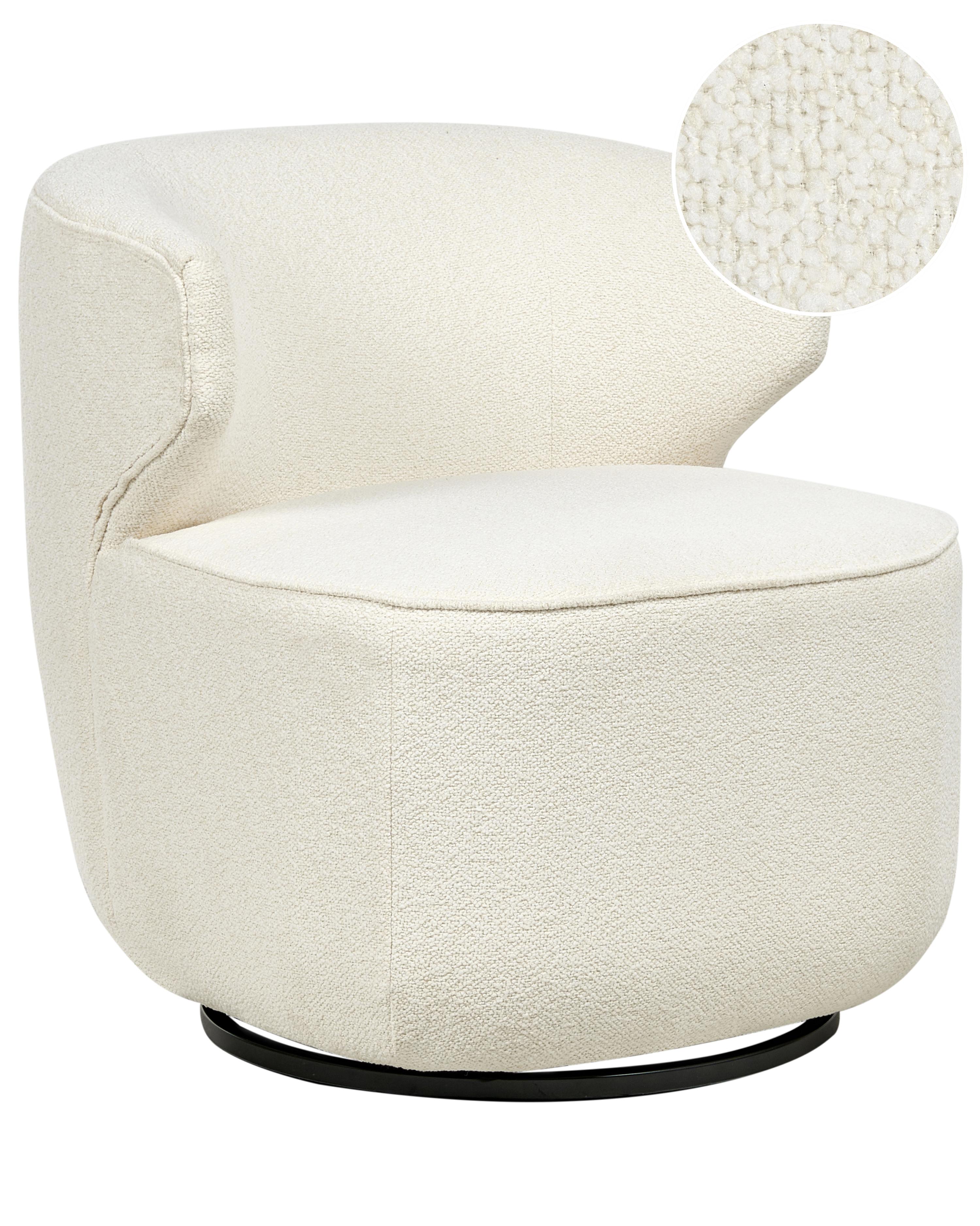 Draaifauteuil MOLLEBY Bouclé Gebroken wit