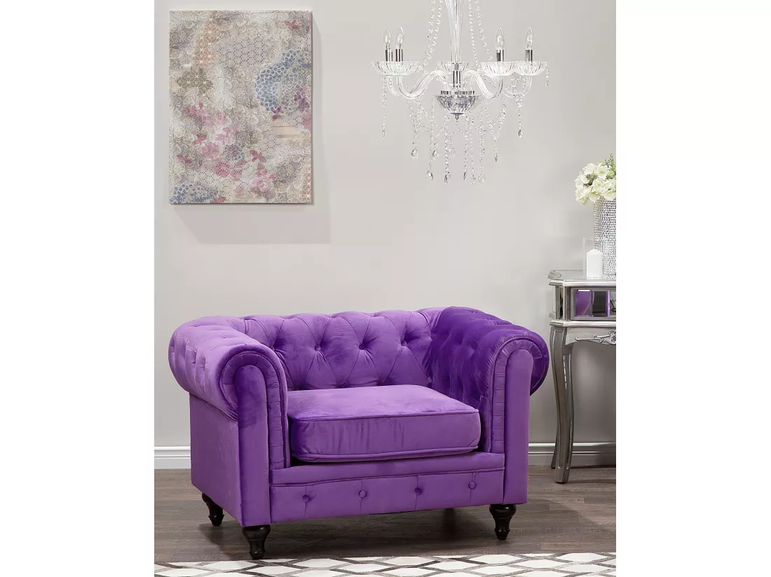 Fauteuil CHESTERFIELD Velours Violet