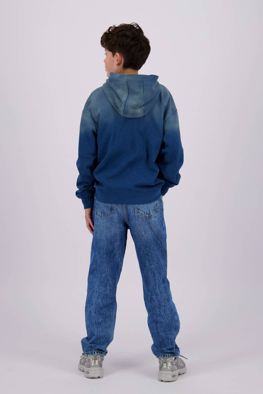 Vingino hoodie Nyx met printopdruk jeans blauw/blauw