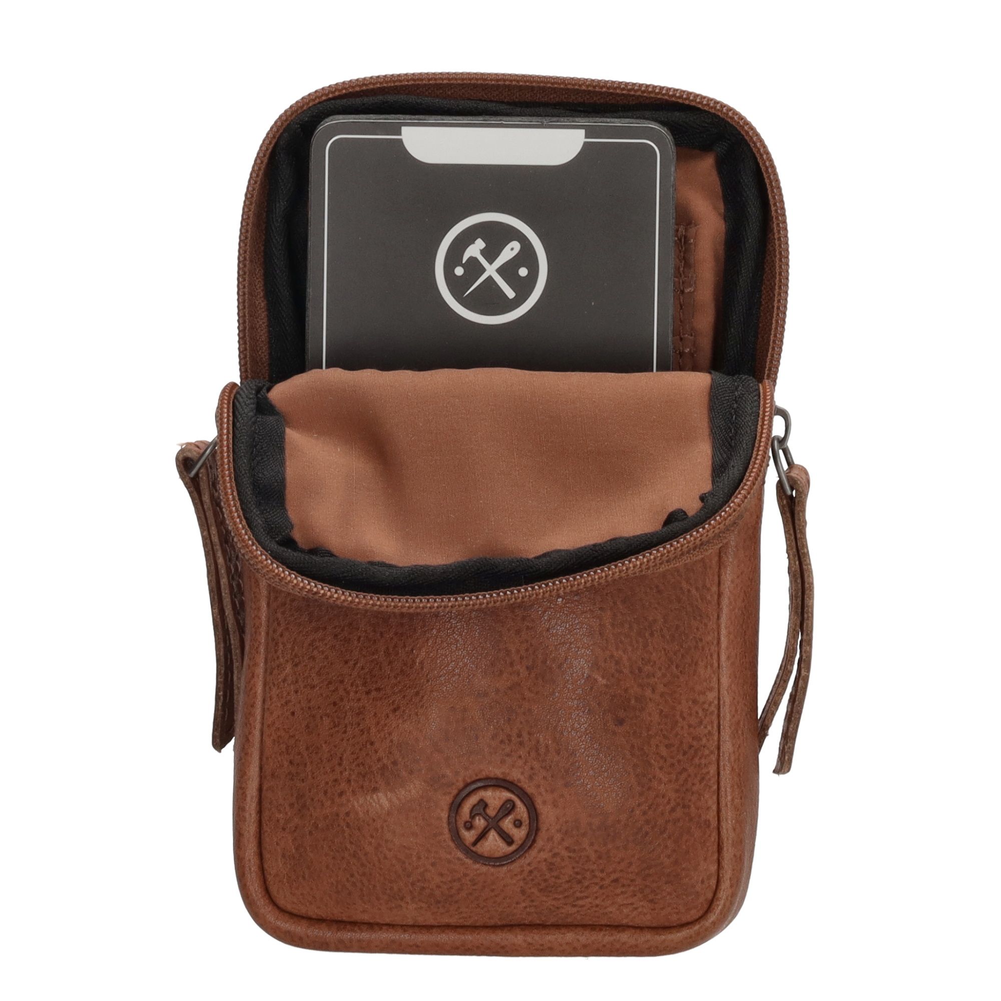 Hide & Stitches Paint Rock Telefoontasje Cognac