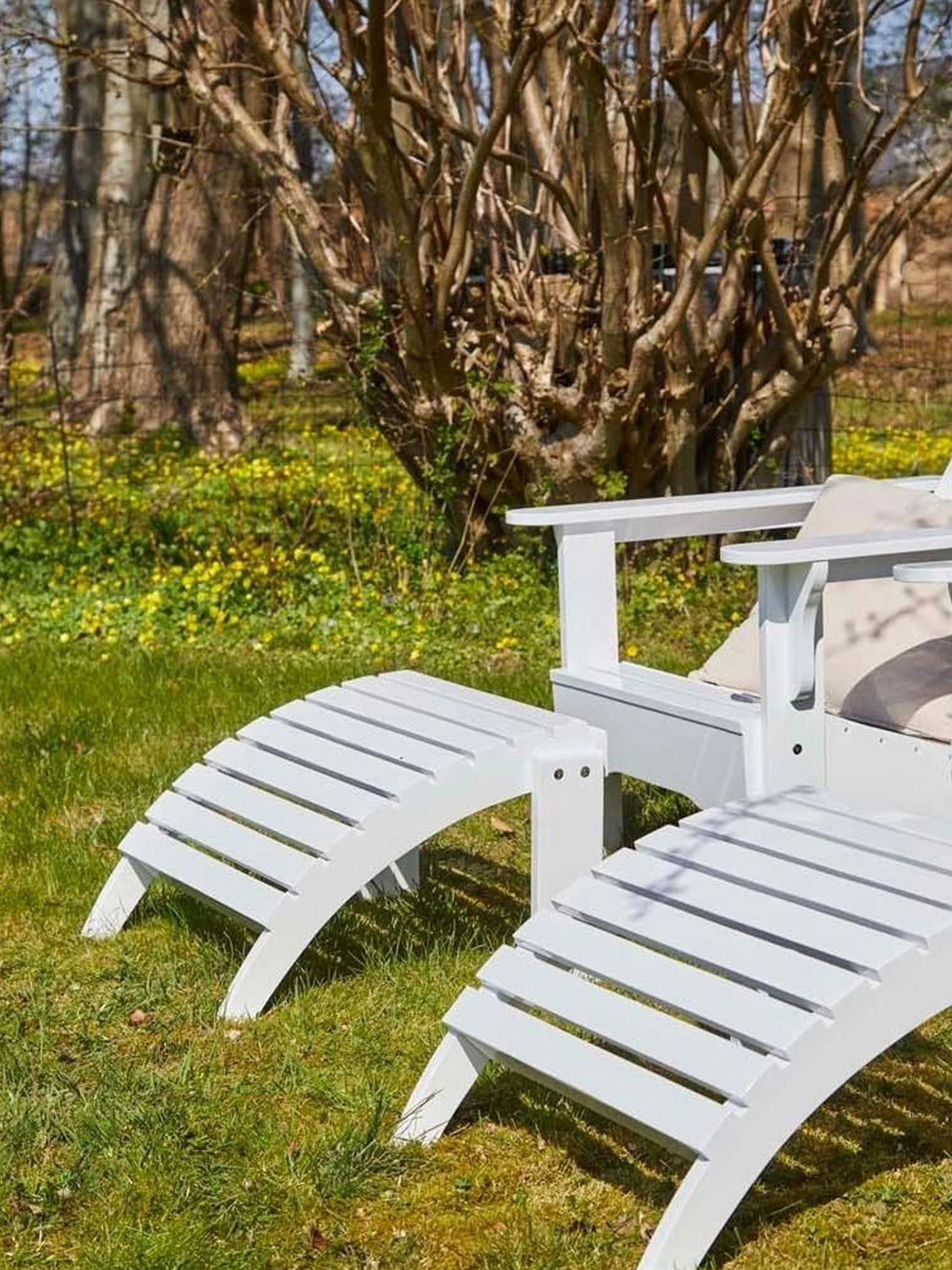 Handgemaakte mahoniehouten tuinstoel Adirondack met voetenbank, 2-delig