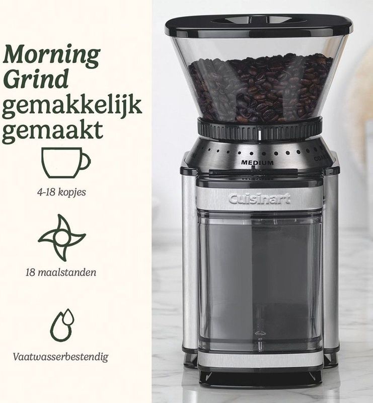 Cuisinart - Professional Burr Mill - Koffiemolen - Zwart - 18 maalstanden - 4 tot 8 koppen
