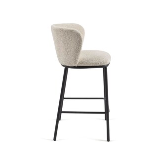 Kave Home Barhocker CISELIA Bouclé weiß/Metall schwarz