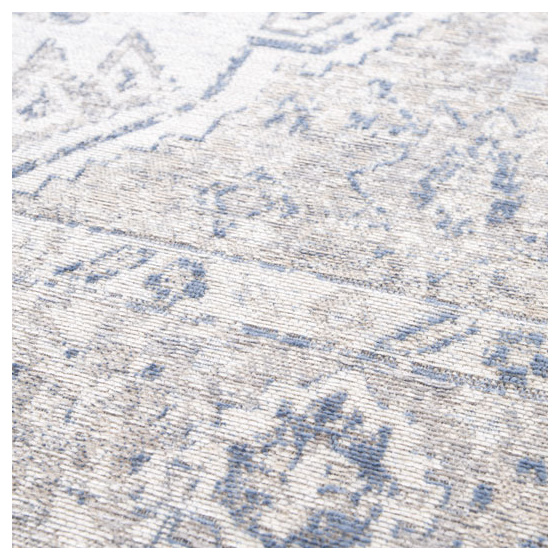 Tapis à motif oriental en tissu chenille recyclé - yanis - gris et bleu - 120 x 170 cm