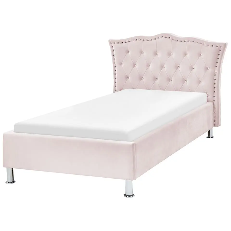 METZ - Eenpersoonsbed - Roze - 90 x 200 cm - Fluweel