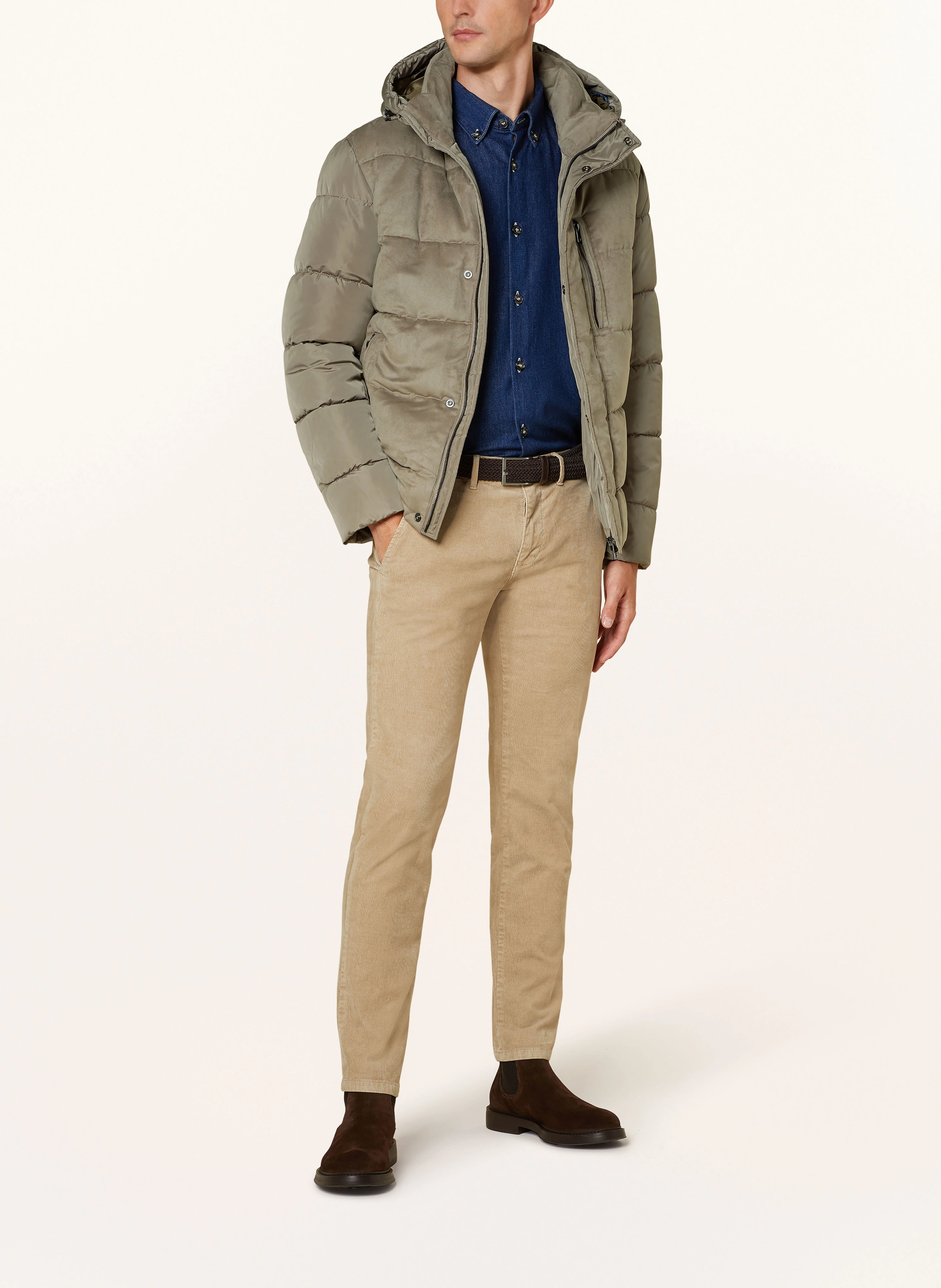 STROKESMAN'S Steppjacke im Materialmix mit abnehmbarer Kapuze