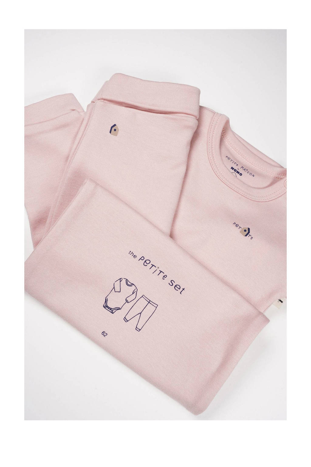 Petite Maison romper + babybroek Stormy roze