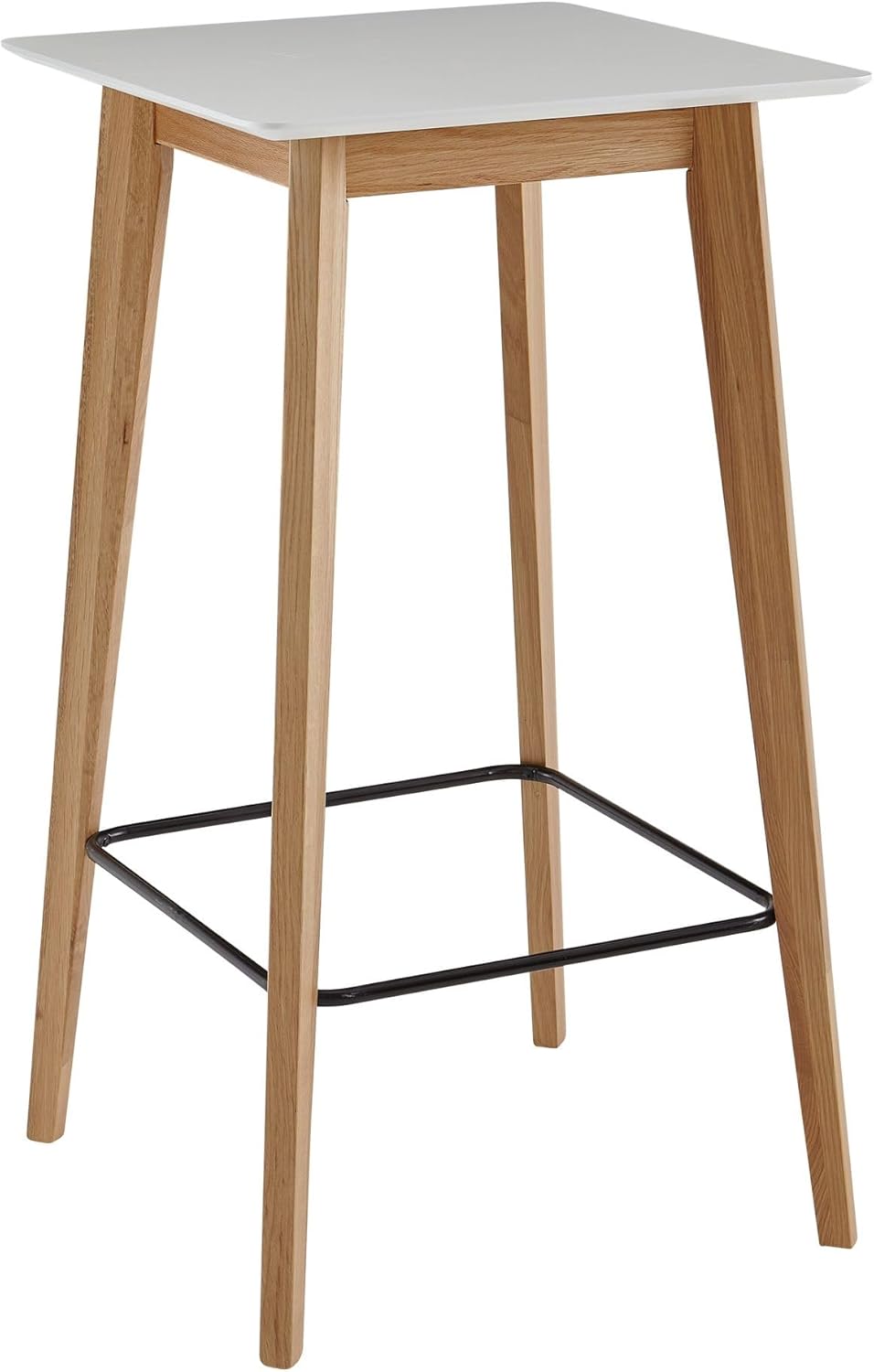 FineBuy Stehtisch 60x110x60 cm Weiß, Bartisch für 4 Personen, Moderner Tisch für Bar, Design Partytisch Holz, Hochtisch Eiche Skandinavisch
