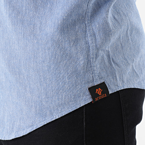 Chemise Manches Longues Bleu Chiné