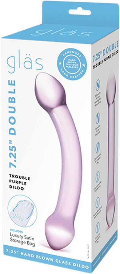 Gläs GLAS - DOUBLE TROUBLE PURPLE GLASS DILDO Transparent