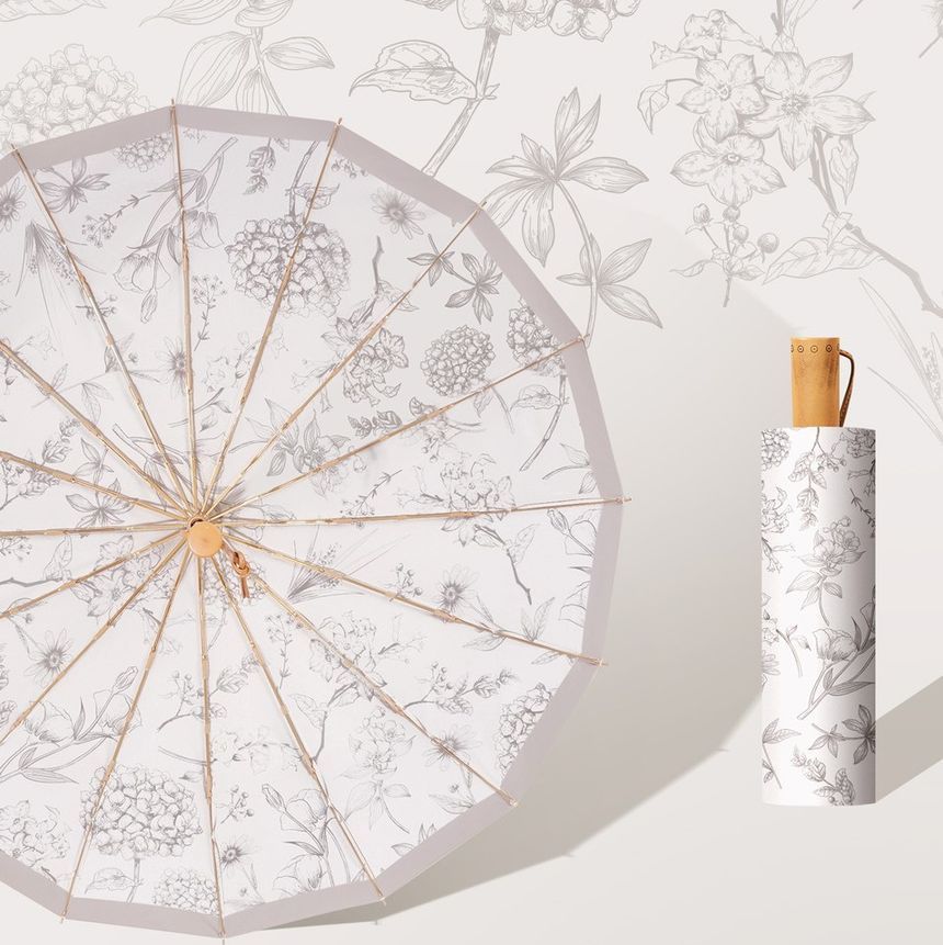 Fenmo - Compacte paraplu met bloemenmotief (diverse designs)