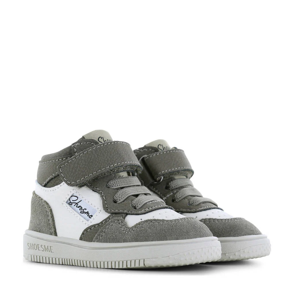 Shoesme leren sneakers grijs/wit