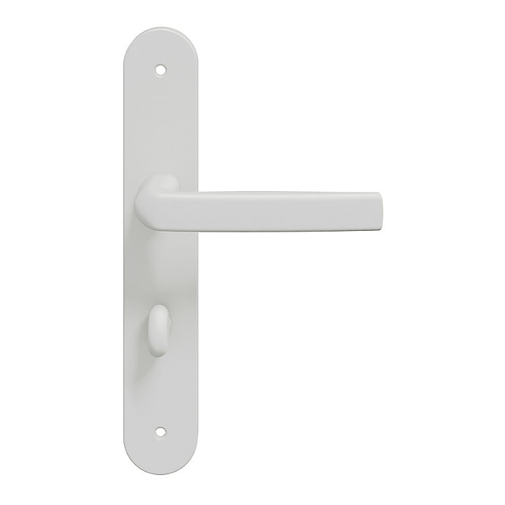 Ensemble poignée sur plaque Incurvé à condamnation GoodHome Primel mat blanc L.126mm x l.40mm entraxe 195mm