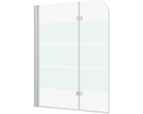 form&style 2-delige badwand CABIA 1120 x 1400 mm, glasdecor met horizontale strepen, profielkleur wit