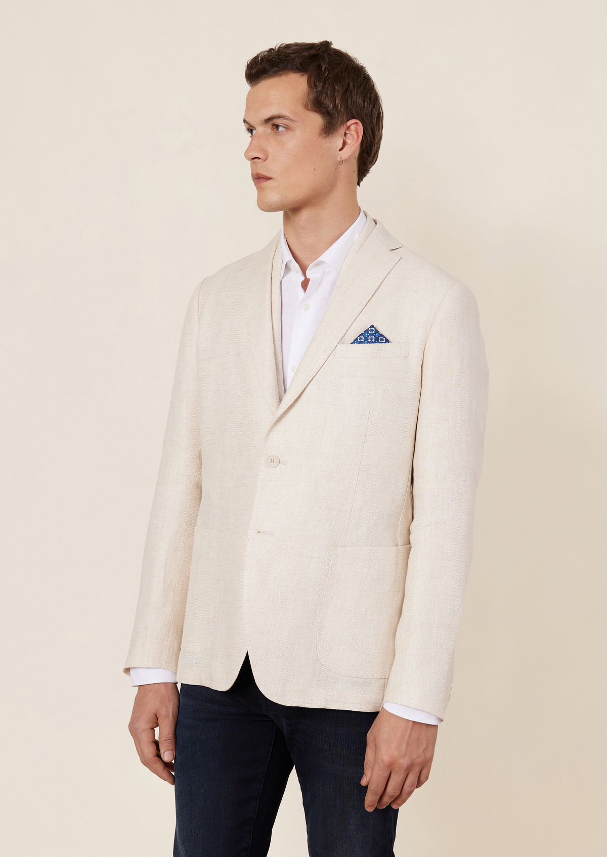 Veste coordonnable Regular en lin uni sable