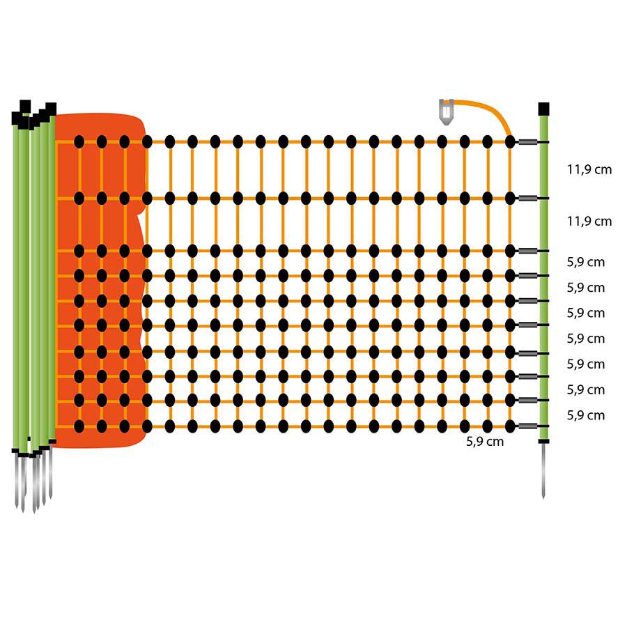 Gallagher Hobbynet - Afrasteringsnetten - 22 cm - 50 Meter - Oranje - 92 cm - 5000 cm