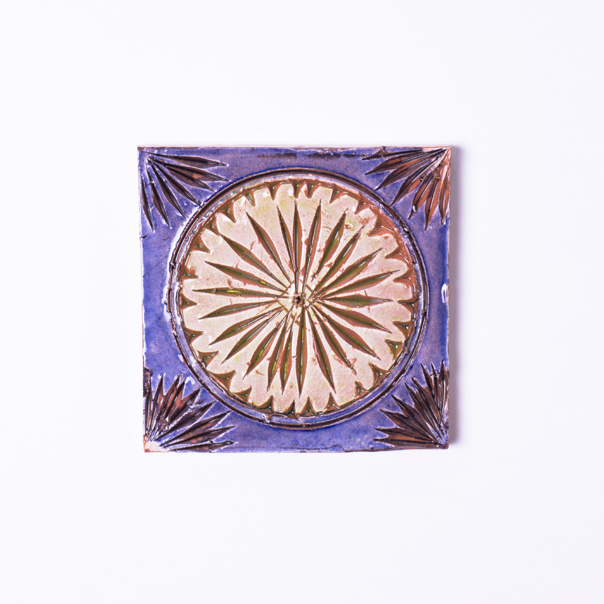 Geprägte Fliese 'Coucher', blau/braun, L 10 cm, B 10 cm von fischer's lagerhaus