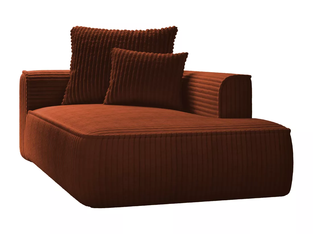 Méridienne droite en velours côtelé grosses côtes terracotta PINETA