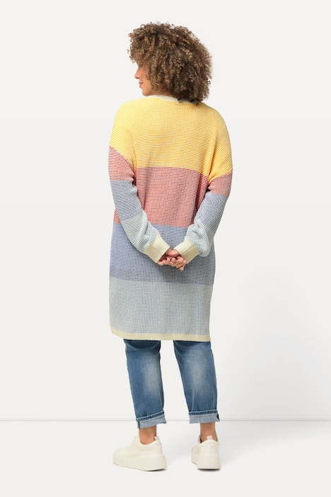 Long-Strickjacke, Oversized, Eggshape, offene Form