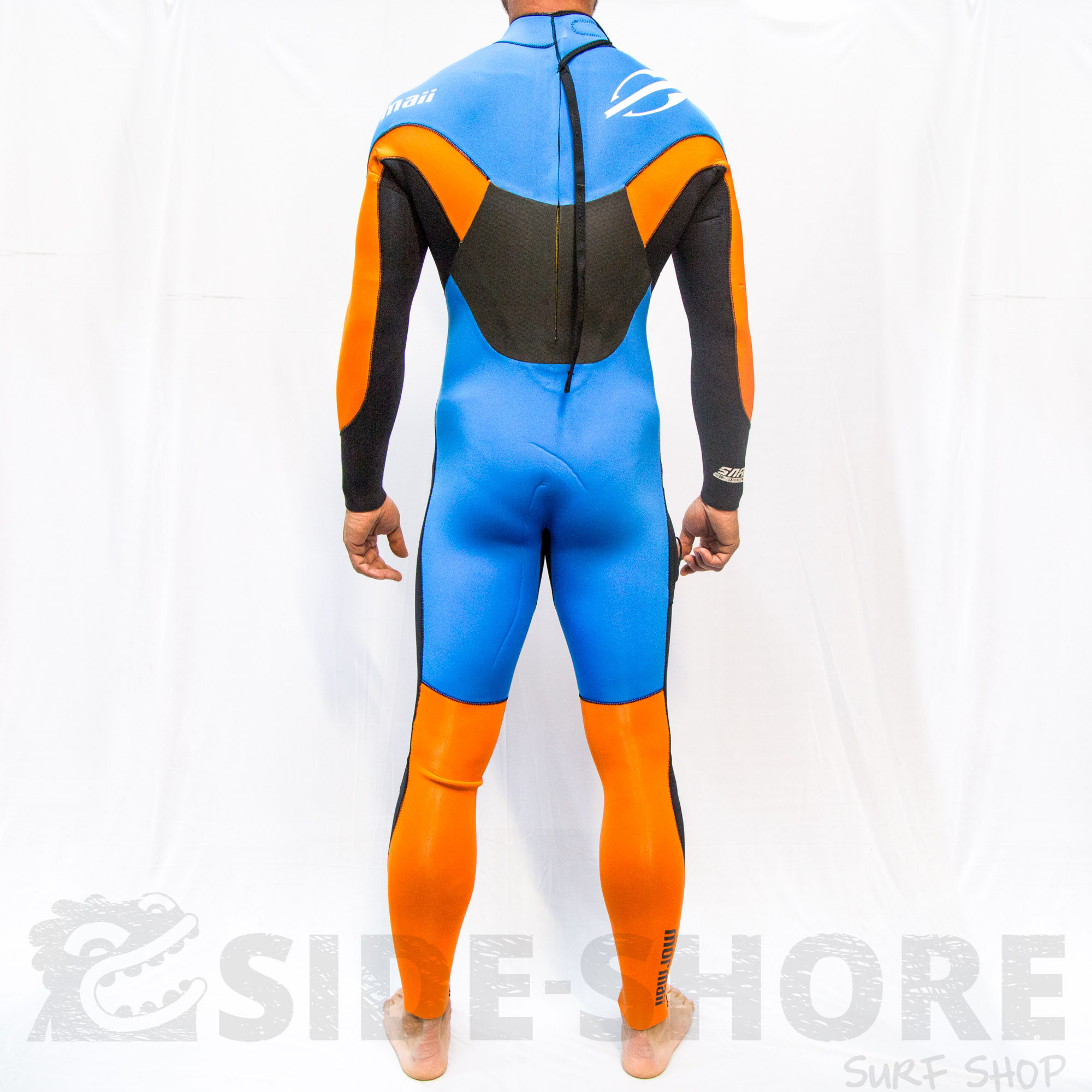 Mormaii SNAP-E Back Zip - 4/3 mm Black/Cyan/Orange