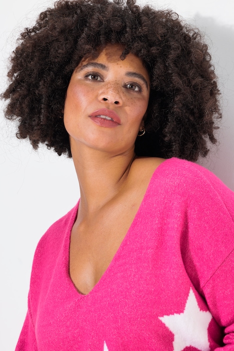 Pullover, oversized, Sterne, Langarm