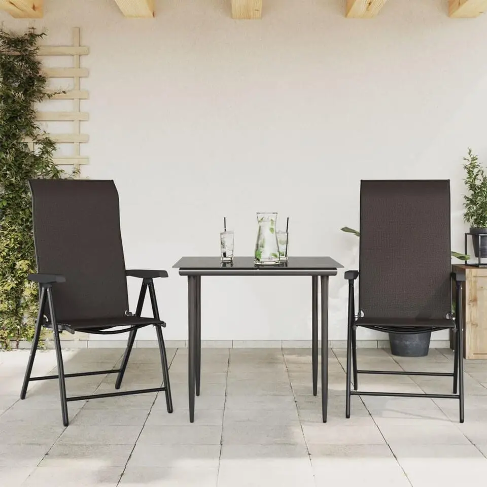 vidaXL - Tuinstoelen - Inklapbaar - Zwarte koffiekleur - Poly rattan - 2 stuks