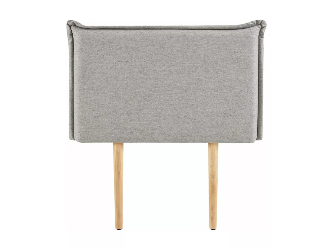 Tête de lit NERINA 90 rembourrée, En tissu polyester pour lit 90 cm, Sur pieds en bois, Gris