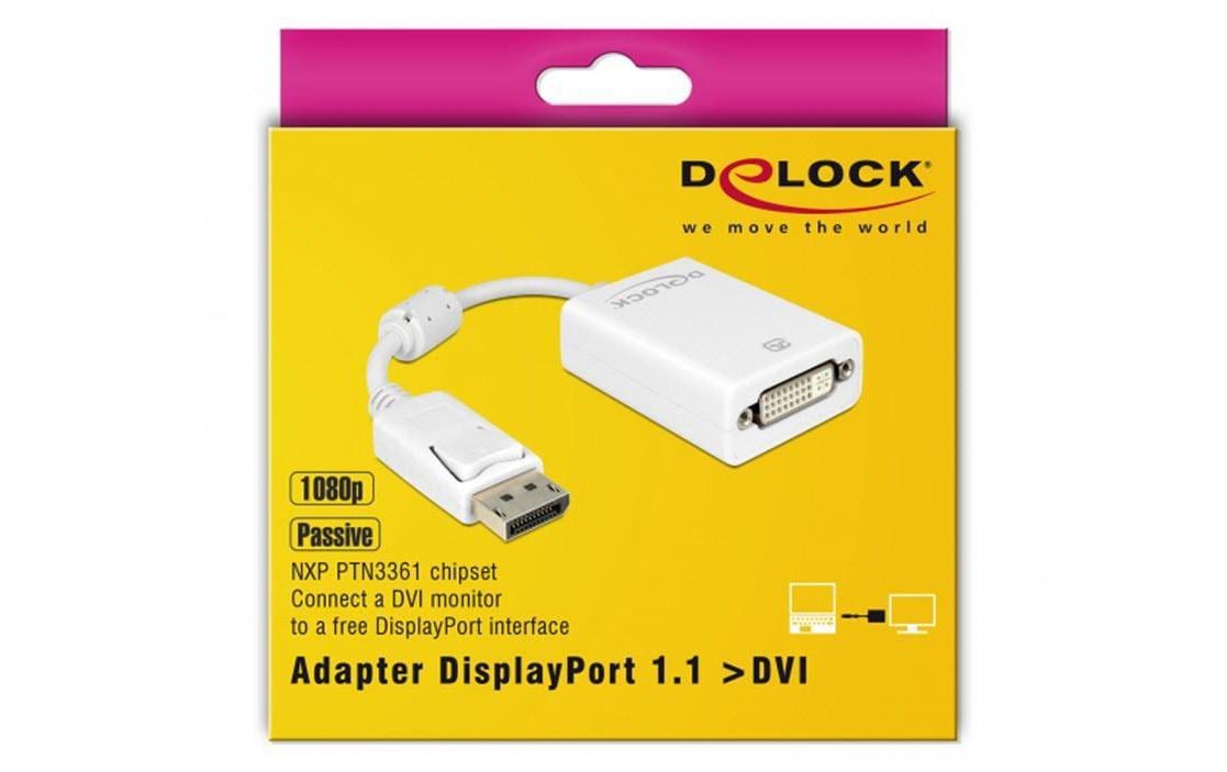 Adapter Displayport - DVI-I WeissAdapterkabel, Displayport auf DVI-I-Buchse (29-Pin)