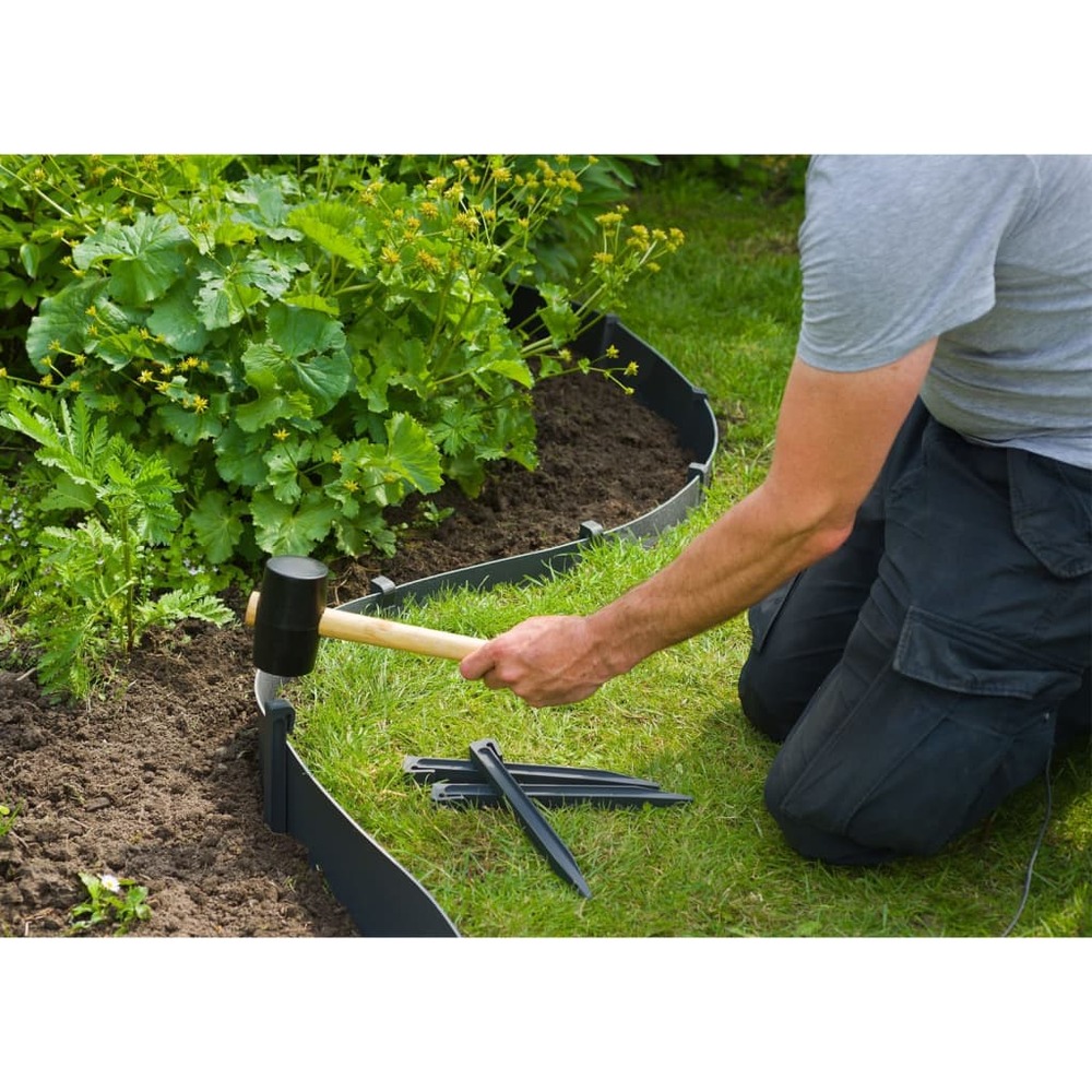Lot de 10 ancres pour bordure de jardin polyéthylène recyclé noir - h 19,5 x 1,9