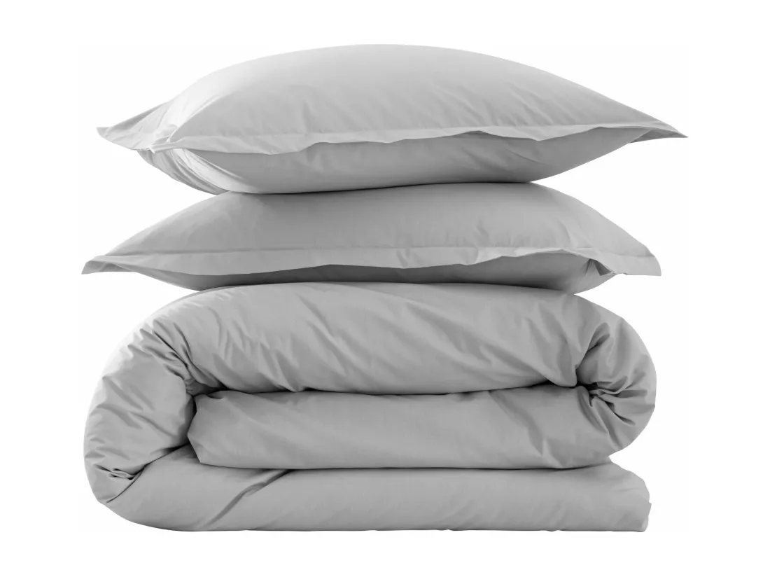 Parure de lit coton percale Gris 240x220 - SOMEO - MORPHEE