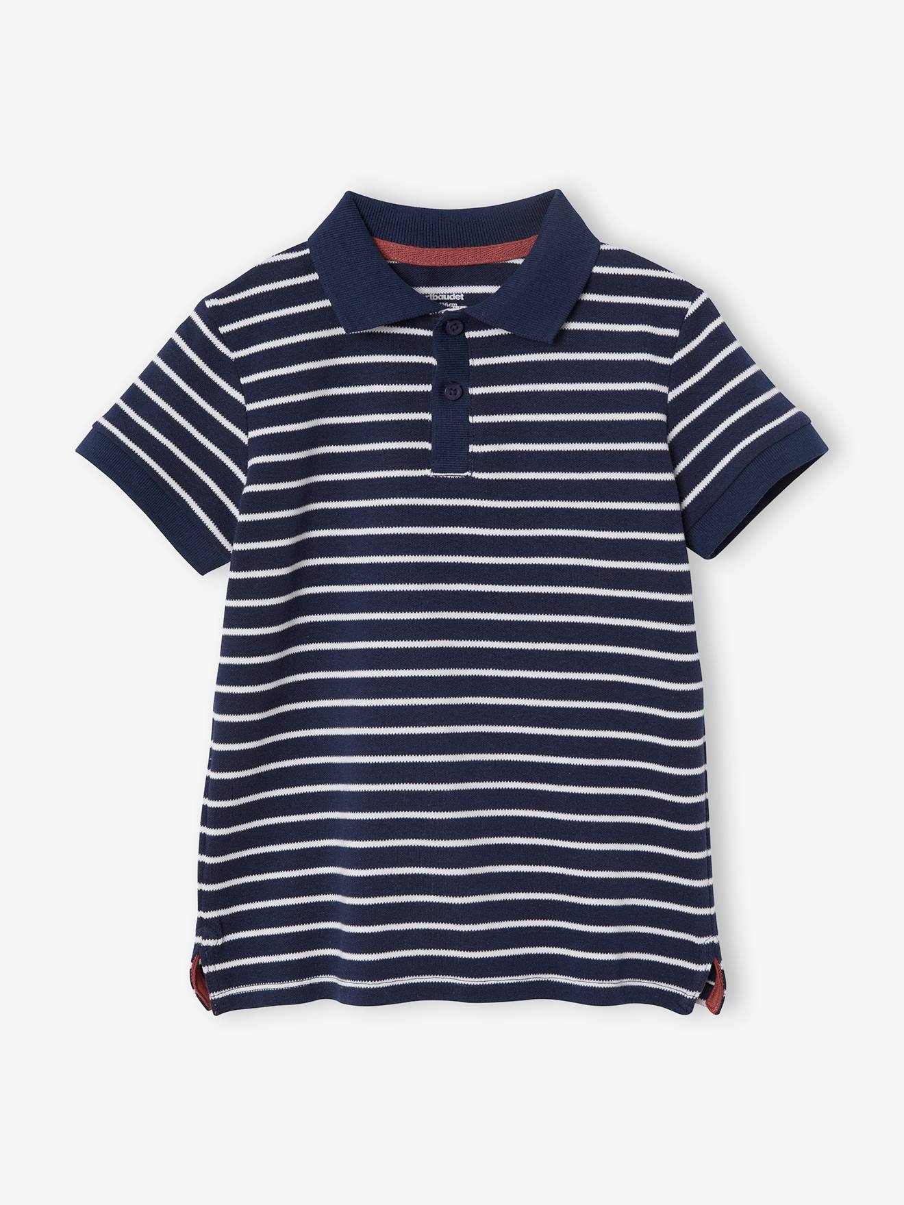 Conjunto de 2 camisas polo de malha aberta para meninos, azul escuro, bicolor/multicoloridas