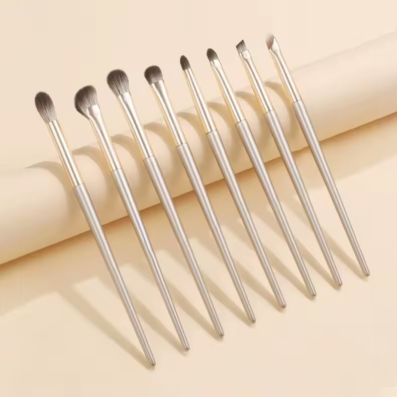 (9-tlg. Set) Beauty Augen Make Up Reise Pinsel mit Aufbewahrungstasche - Beige