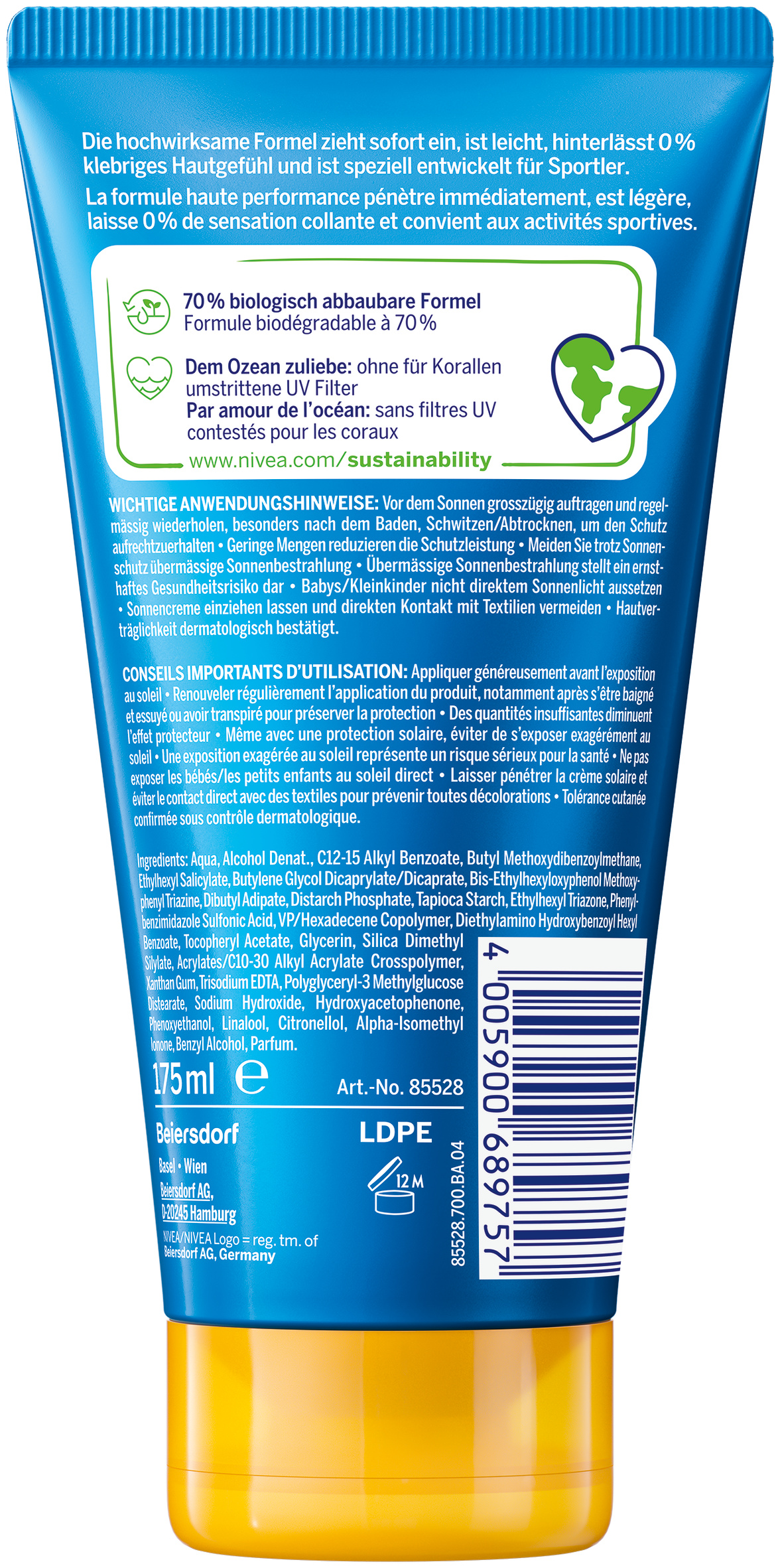 Nivea SUN UV Dry Protect Sport LSF30 Tb 175 ml