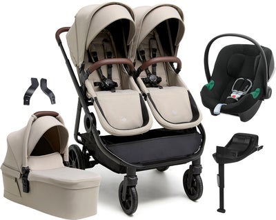 Beemoo Pro Twin 2 Søskenvogn inkl. Cybex Aton B2 & Base, Latte Beige