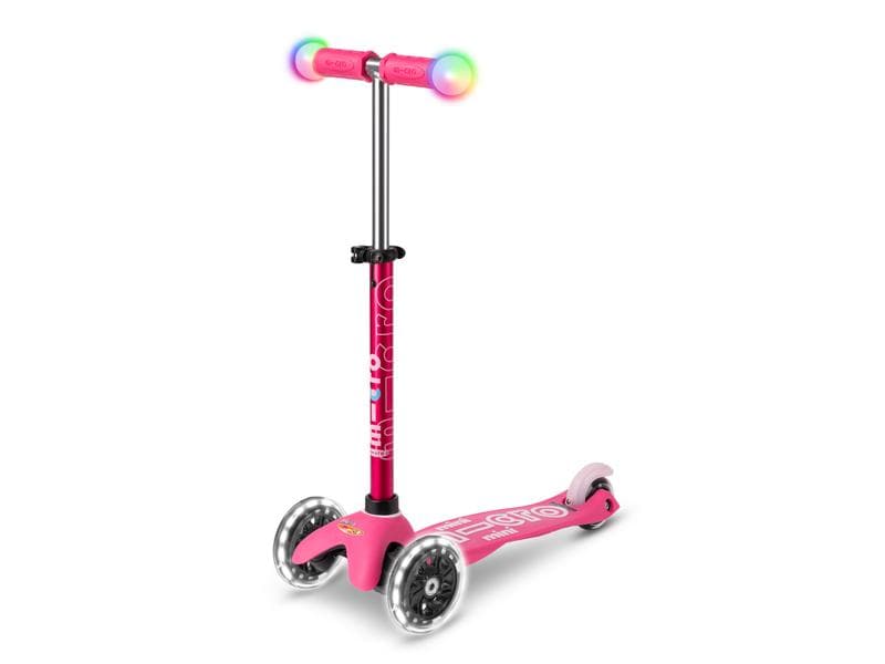 Micro Mobility Kickboard Mini Deluxe Magic Pink, LED Magischer Fahrspass auf drei Rädern – Pink